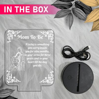 Mom to Be Engraved Night Lamp for Home Decor Light with Warm White Light & On/Off Touch Button | Gift for Pregnant Women | Mom to Be Gift